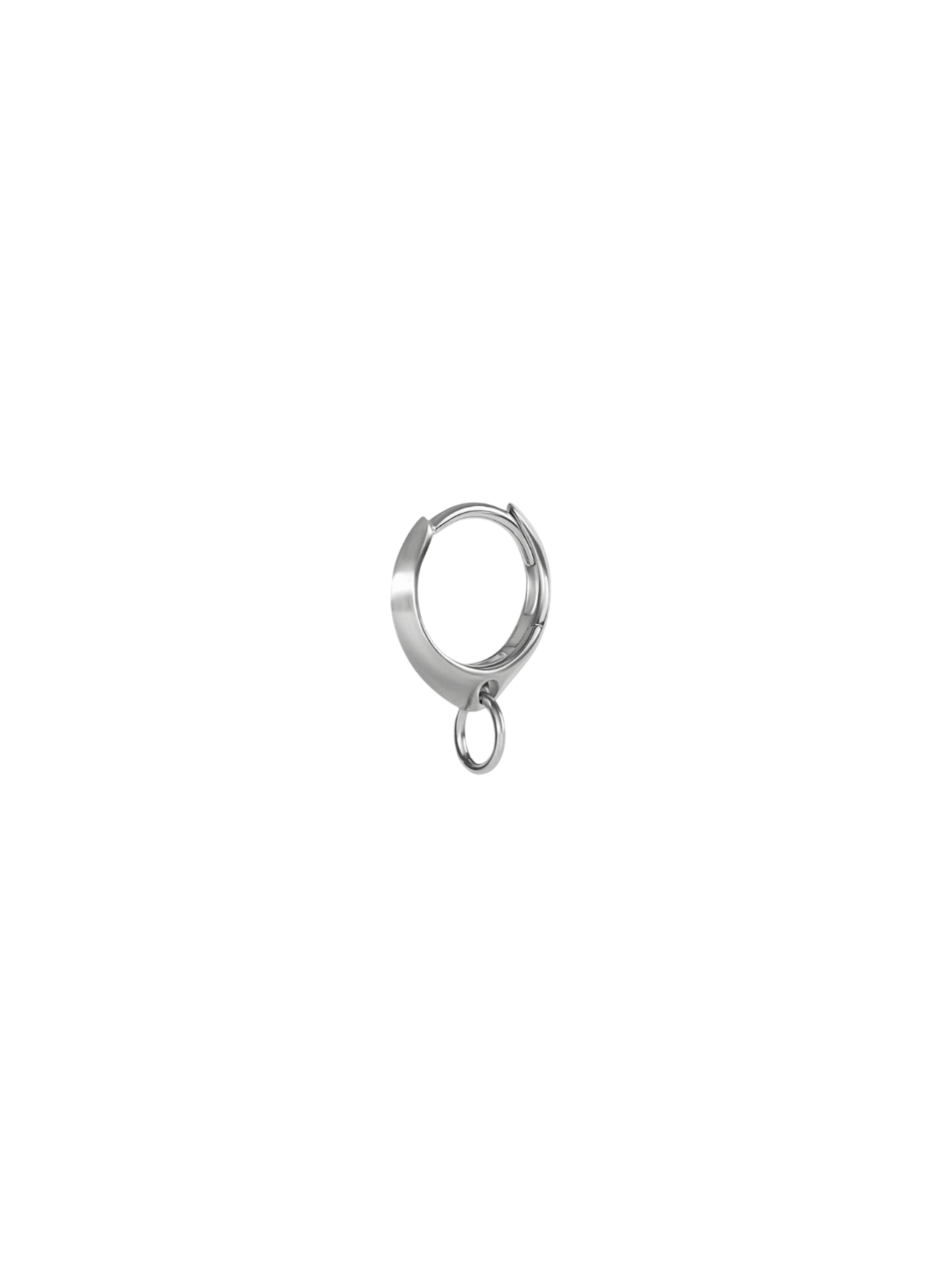 Thorn hoop earring, pierced, sterling silver and white gold